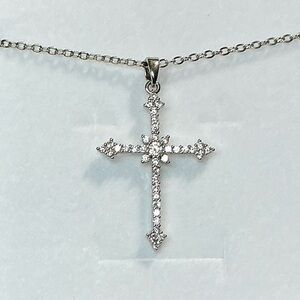Silver CZ Cross Necklace | Sparkling Faith Pendant